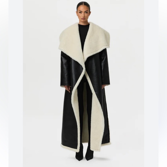 naked wardrobe Jackets & Blazers - NAKED WARDROBE VEGAN LEATHER SHERPA COAT